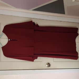 Elegant Burgundy Dress With Belt